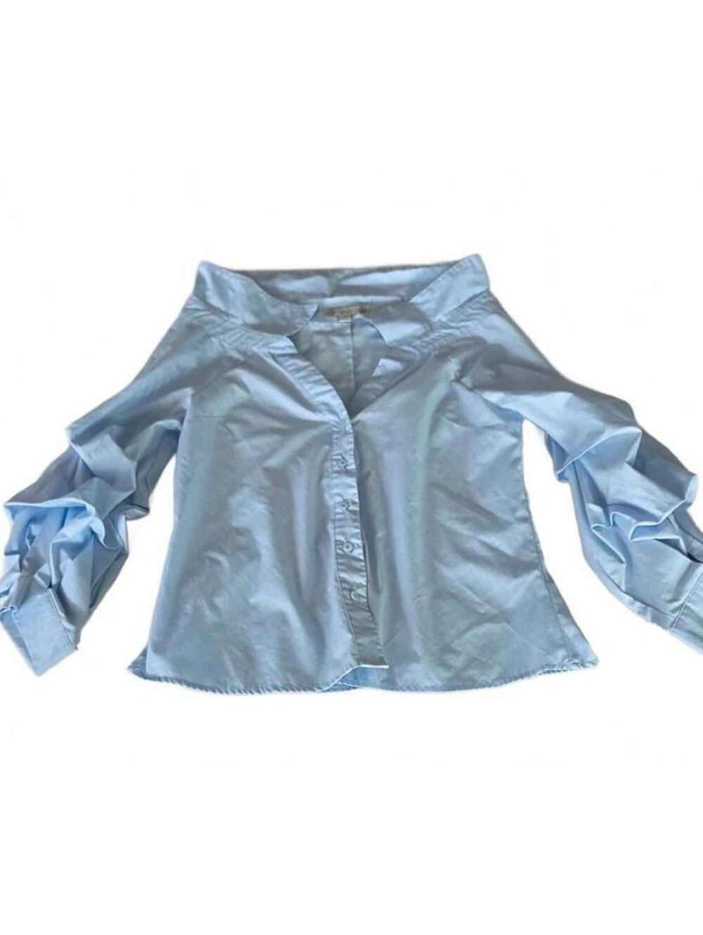 Iris light blue tiered ruffle sleeve blouse size small
